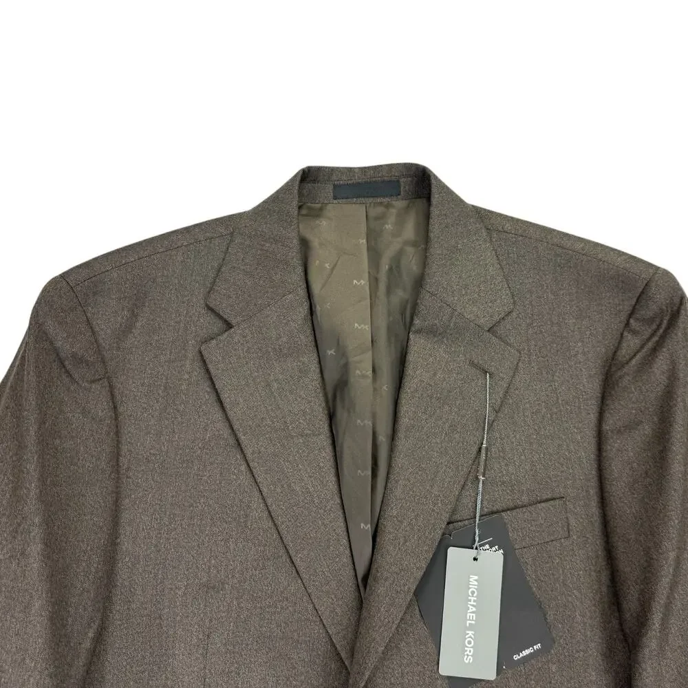 Michael Kors Mens Kidwell Classic Fit Wool Blend Stretch Suit Jacket Brown 40S